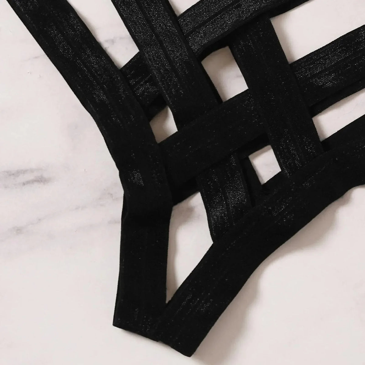 Amnesia Bondage, Sexy Lingerie, Women'S Bra and Panty Set, Erotic, Hollow-Out, Black, No Cups, Julia - Style Bra, Thong（