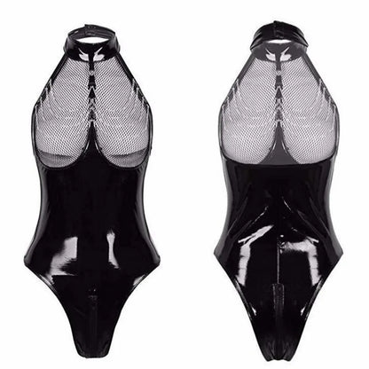 Plus Size PU Leather Pole Dance Lingerie for Women - Elegant Erotic Costumes and Underwear