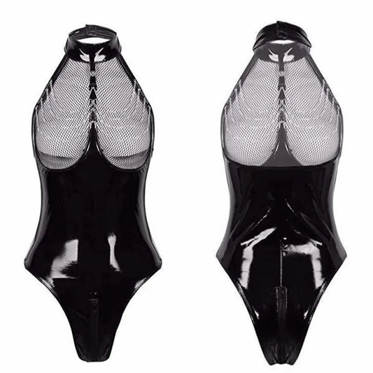 Plus Size PU Leather Pole Dance Lingerie for Women - Elegant Erotic Costumes and Underwear