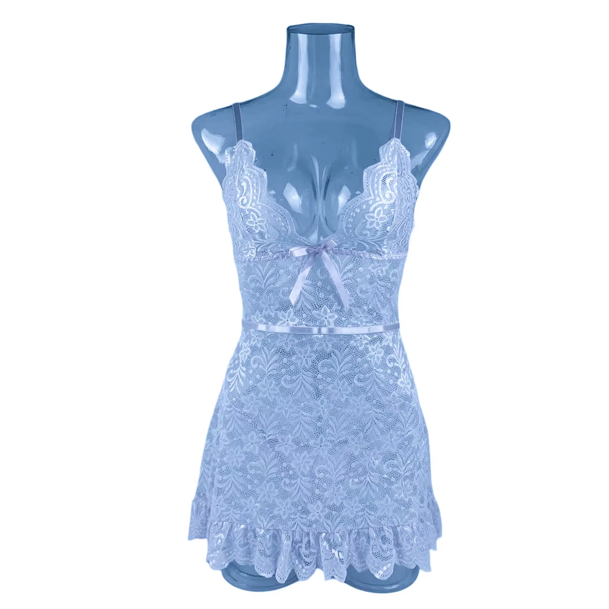 Lace Open Crotch Bra and Sleepwear Set - Elegant Evening Dress and Nightgowns for Intimate Occasions